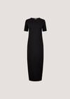 Cotton Ruched T-Shirt Maxi Dress, Black, large