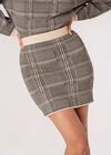 Knitted Checked Mini Skirt, Stone, large