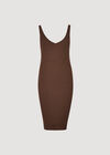Ribbed Knit Bodycon Midi Dress, Rust, large