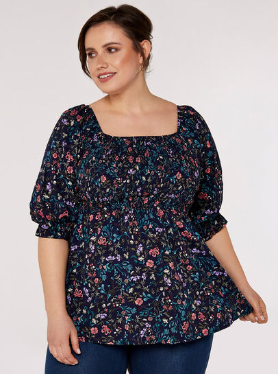 Curve Floral Milkmaid Top