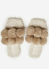Pom Pom Cosy Sole Slippers, Stone, large