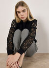 Lace Sleeve Jumper, Black, large