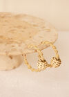 Straw Beaded Hoop Earrings, Stone, large