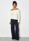 Fluffy Bardot Jumper, Cream, large
