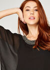 Beaded Chiffon Layer Top, Black, large