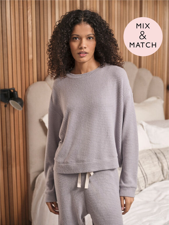 Waffle Lounge Top, Grey, large