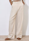 Linen Blend Cinch Hem Trousers, Cream, large