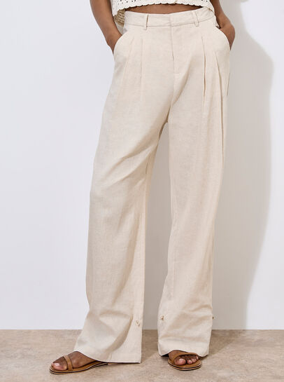 Linen Blend Cinch Hem Trousers
