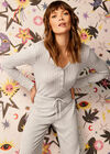 Knit Pyjama Flared Trouser, Grey, large