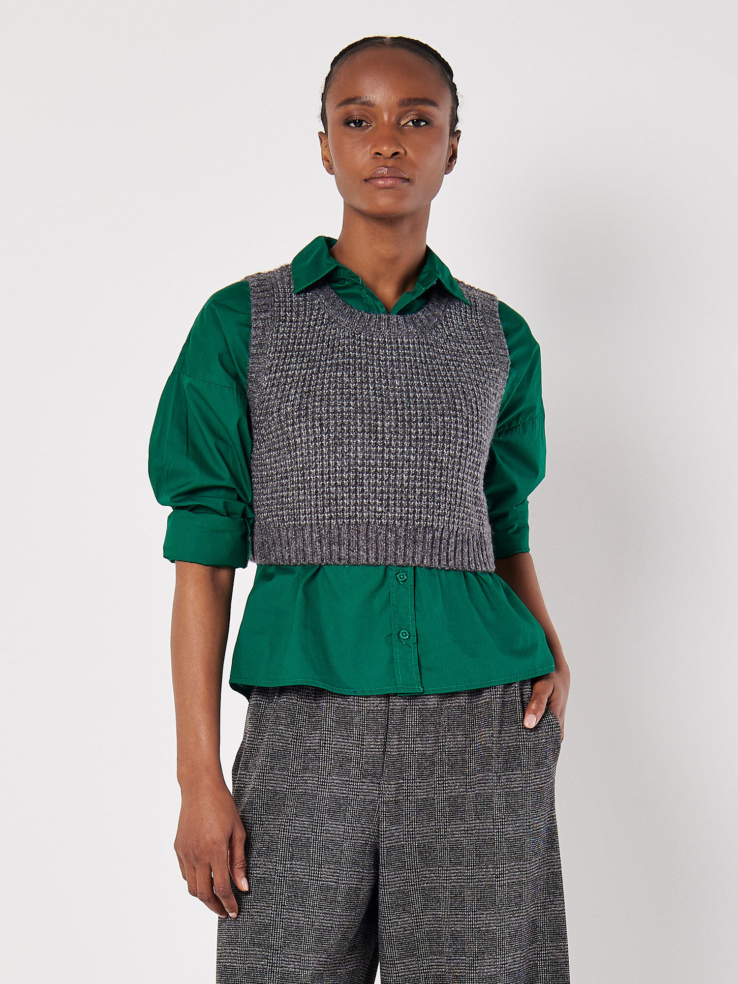 Cropped waffle knit sweater discount