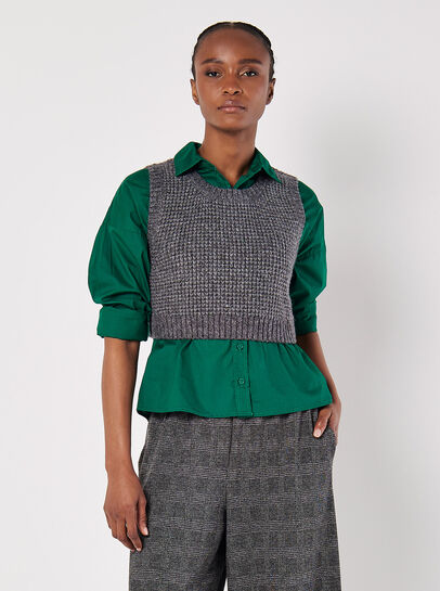 Cropped Waffle Knitted Vest Top
