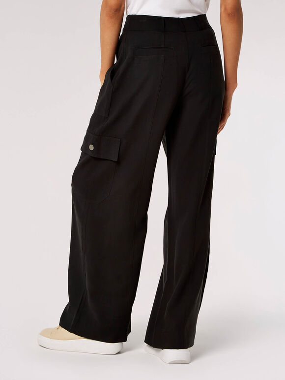 Soft Tailored Cargo Trousers , Black, large