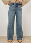 Maca Stud Embellished Wide Leg Jeans, Blue, large