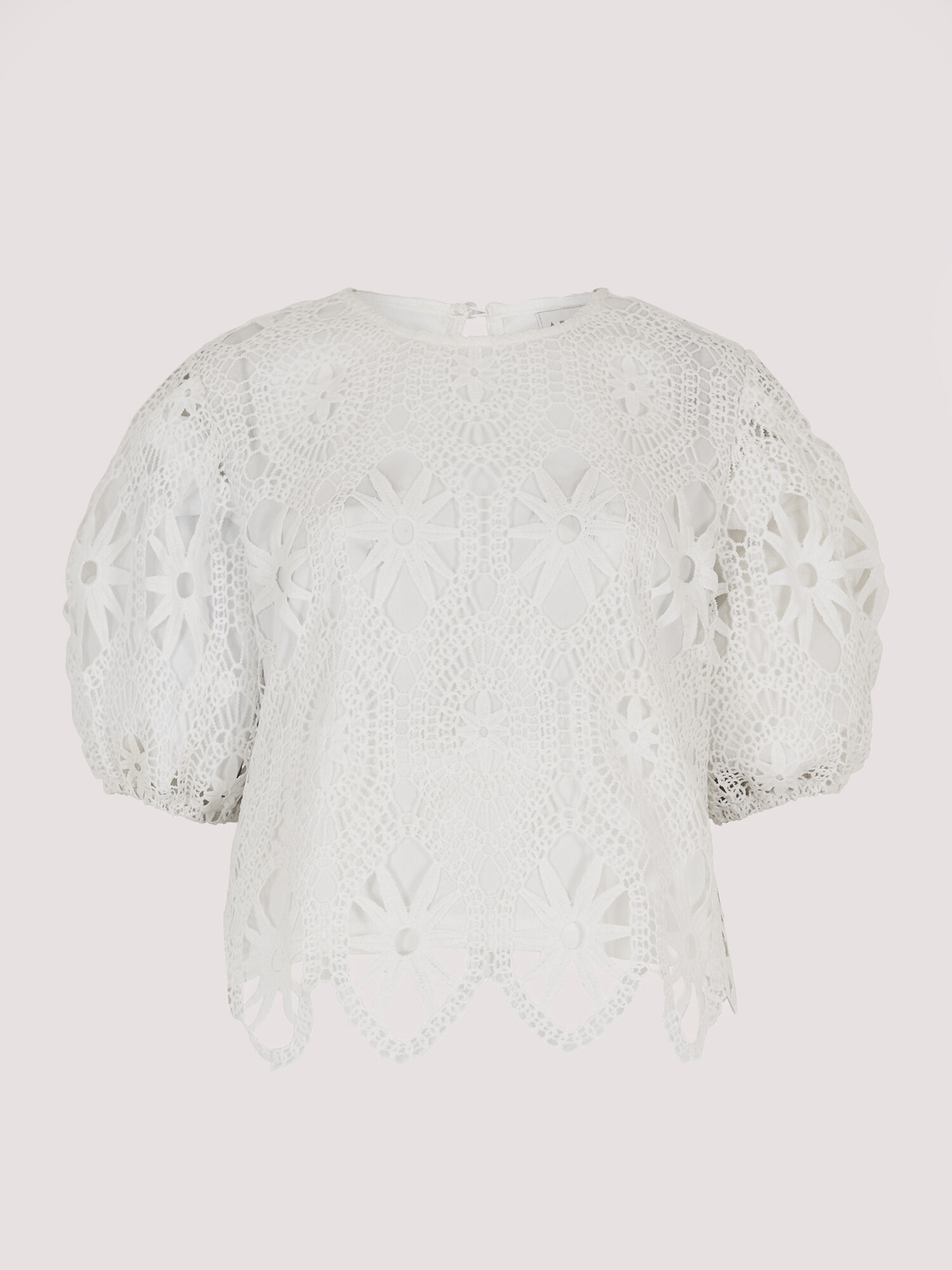 White lace puff sleeve top shop