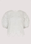 Lace Puff SleeveTop, White, large
