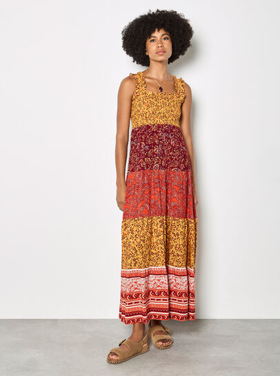 Patchwork Floral Paisley Maxi Dress