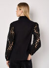Lace Sleeve Cotton Shirt, Black, large