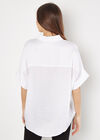 Relaxed-Fit Satin Shirt, Cream, large