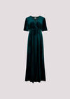 Velvet Wrap Maxi Dress, Green, large