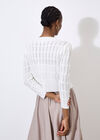 Pointelle Chevron Knit Shrug, Cream, large