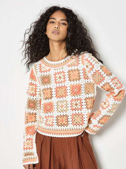 Pastel Crochet Squares Jumper