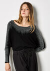 Diamante Embellished Rib Knit Jumper, Black, large