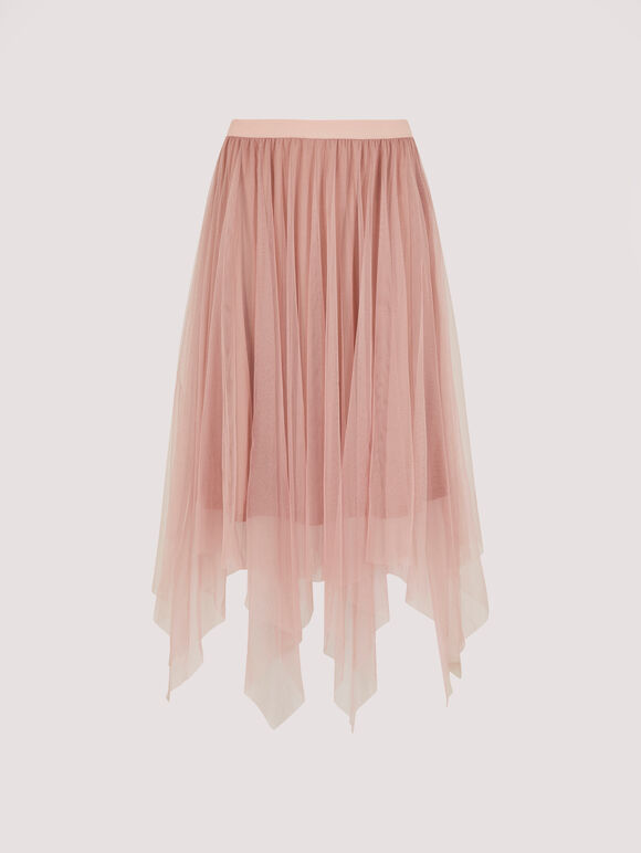 Tulle Hanky Midi Skirt, Pink, large