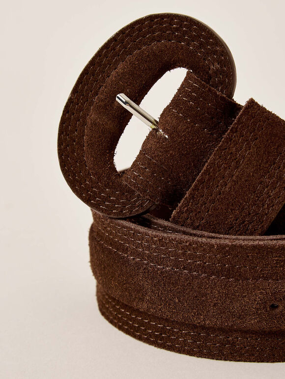 Suede Brown Belt, Brown, large