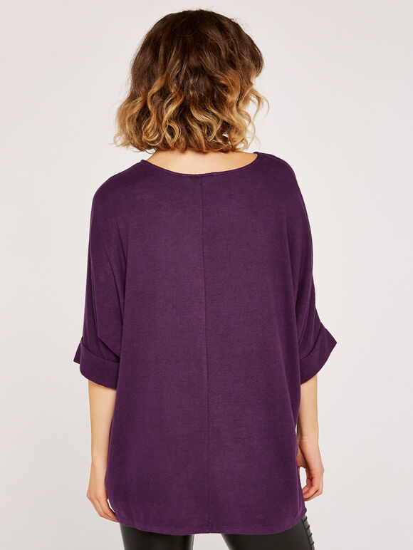 Soft Touch Batwing Top, Purple, large