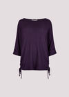 Soft Touch Drawstring Knit Top, Purple, large
