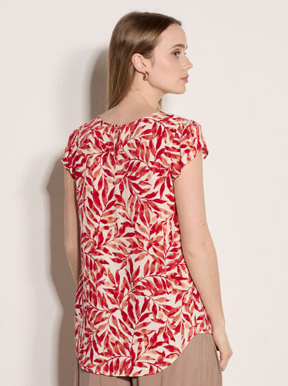 Leaf Print Tulip Sleeve Top