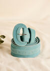 Stitched Suede Belt, Blue, large