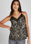 Stone Leopard Print Soft Touch Lace Cami , Stone, large