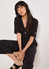 Wide Leg Culotte Jumpsuit, Black, large