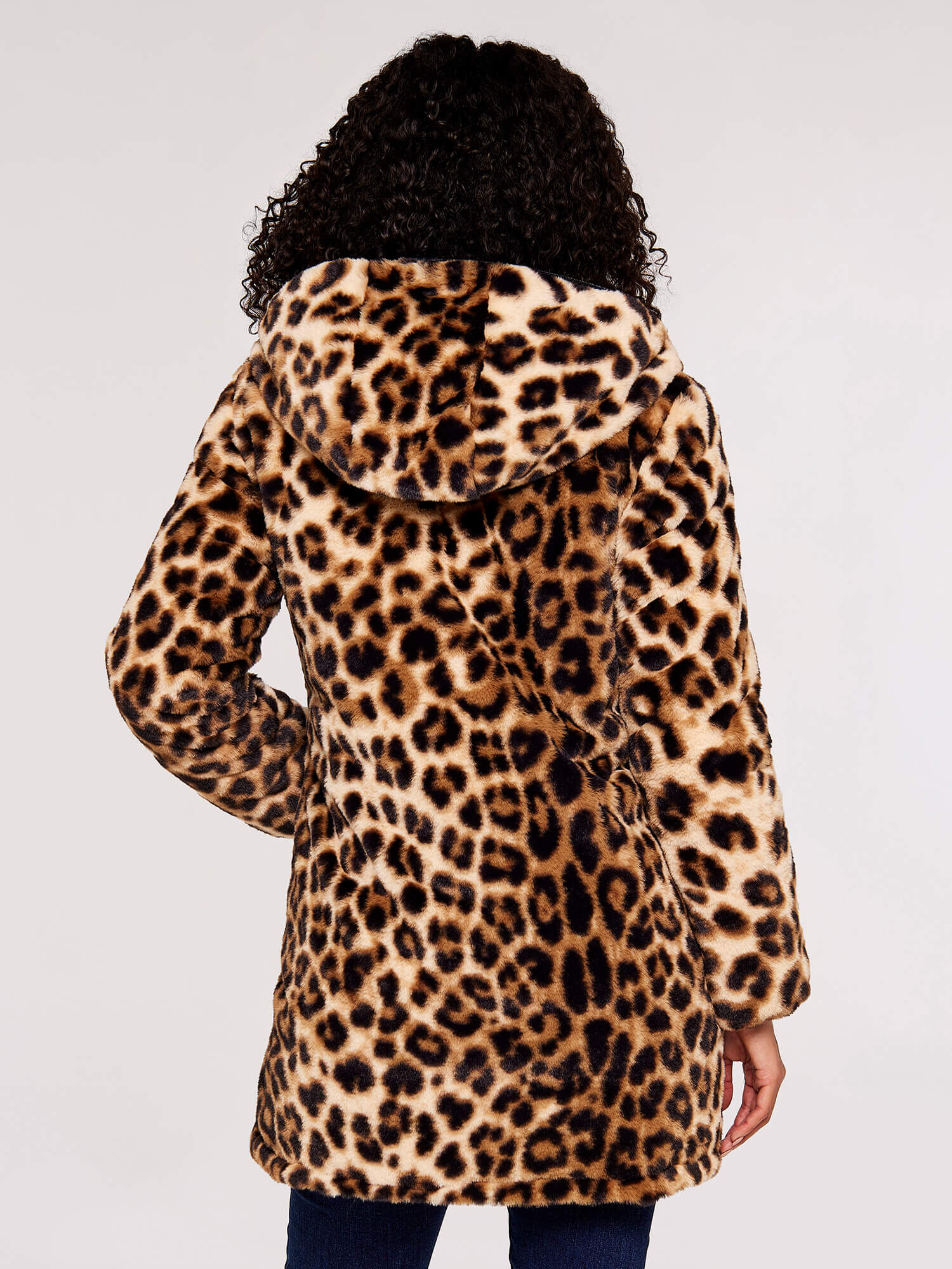 Reversible Leopard Faux Fur Puffer Coat Apricot Clothing