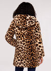 Reversible Leopard Faux Fur Puffer Coat, Black, large