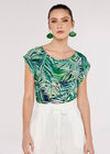 Tropical Palm Print Woven T-Shirt, Navy, large