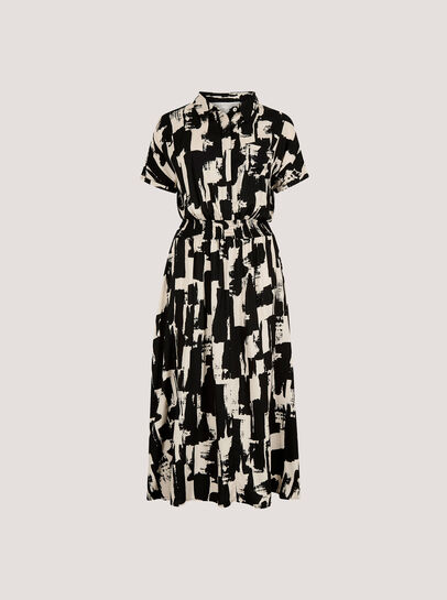 Brushstroke Squares Utility Midi Dress