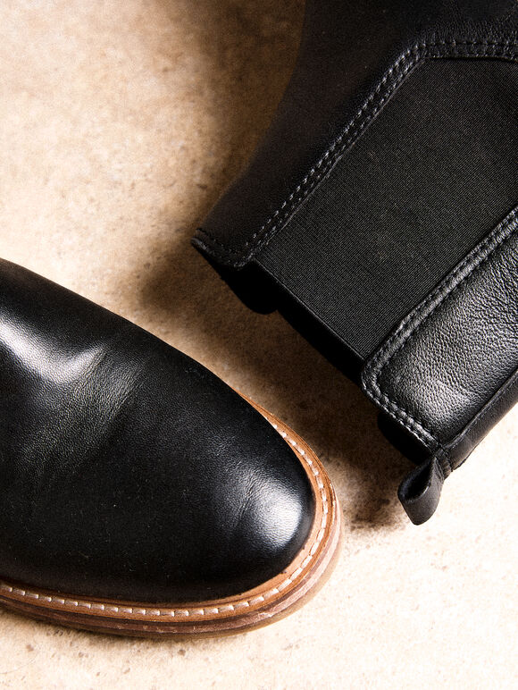 Leather Chelsea Boots, Black, large