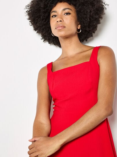 Crepe Fit And Flare Mini Dress