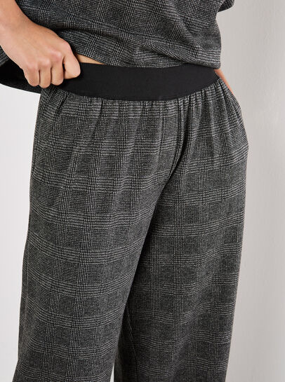 Check Print Wide Leg Trousers