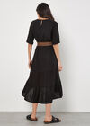 Linen Blend Tiered Midi Dress, Black, large