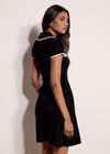 Blanket Stitch Knitted Mini Dress, Black, large