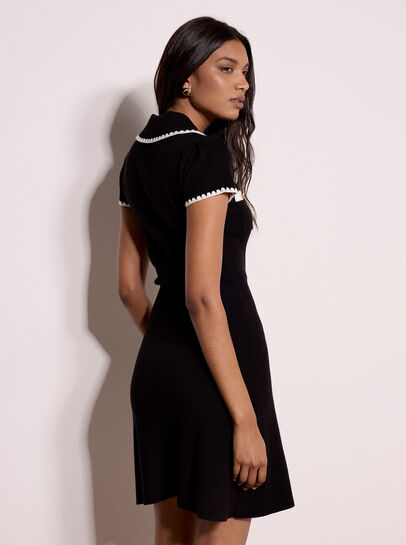 Blanket Stitch Knitted Mini Dress