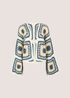 Hand-Knit Crochet Squares Cardigan, Cream, large