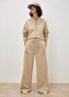 Paper Bag Waist Wide Leg Trousers, Stone, large
