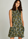 Navy Retro Ditsy Floral Tunic Dress, Navy, large