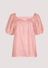 Short Sleeve Milkmaid Top, Pink, large