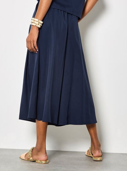 Pleated Wide-Leg Culotte Trousers