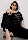 Scattered Squares Rhinestone T-Shirt, Black, large